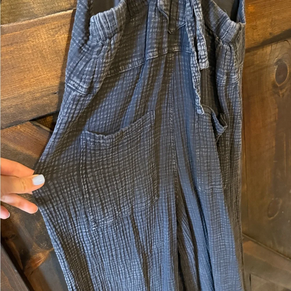 Easel Charcoal Gray Textured Fabric jumpsuit - Picture 7 of 9